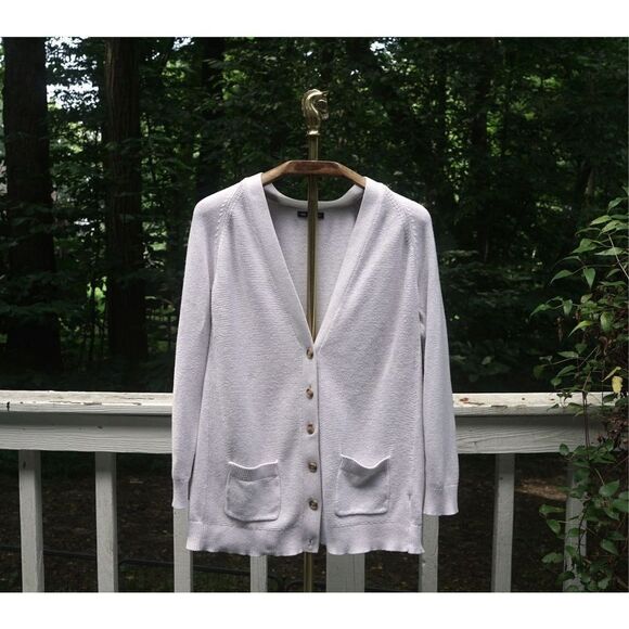 Gap White Beige Cotton Knit V-Neck Cardigan Sweater - Picture 1 of 7